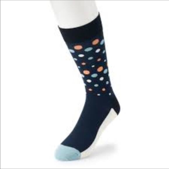 Happy Socks Disco Dot Navy Blue Shoe Size 8-12 - Picture 2 of 4